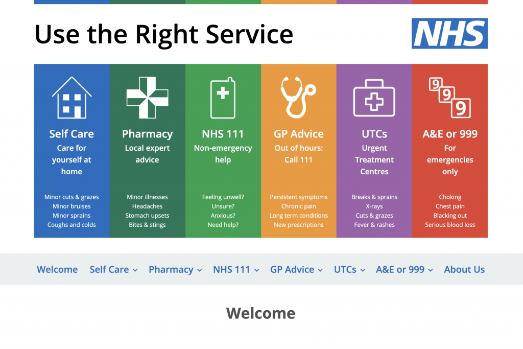 Screenshot of the Use The Right Service website